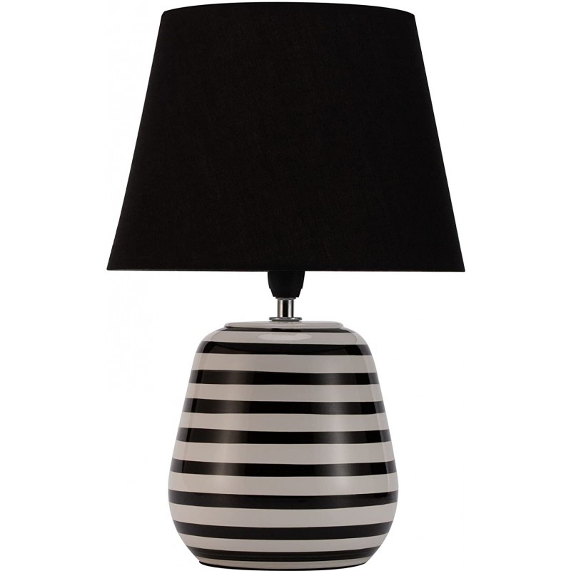 79,95 € Free Shipping | Table lamp 20W Cylindrical Shape 36×25 cm. Living room, bedroom and lobby. Modern Style. Ceramic and Textile. Black Color