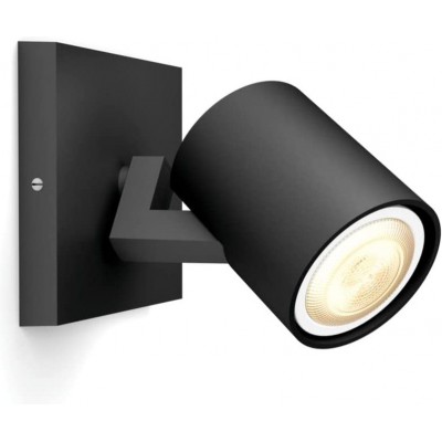 95,95 € Free Shipping | Indoor spotlight Philips 5W Cylindrical Shape 11×11 cm. Adjustable LED. Alexa and Google Home Living room, dining room and lobby. Aluminum. Black Color