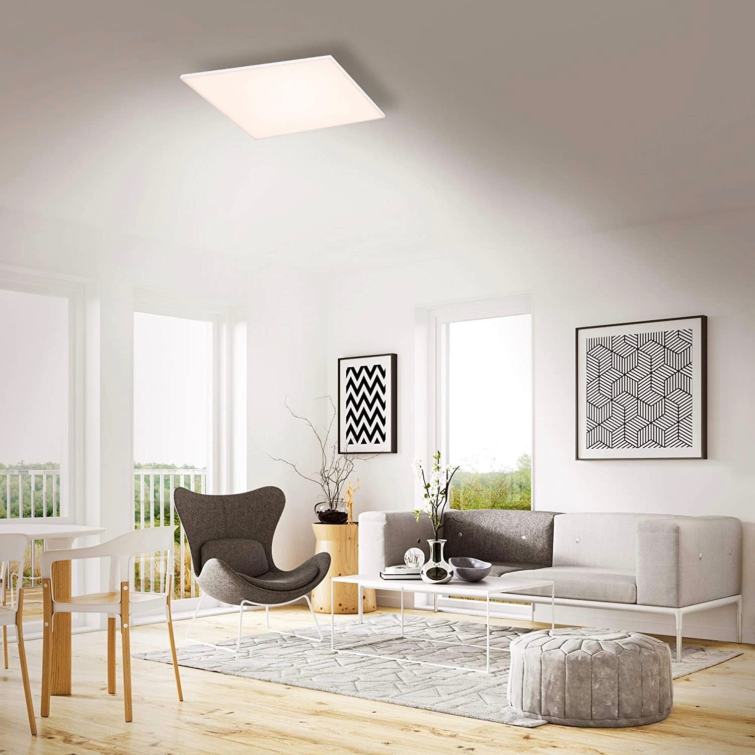 133,95 € Envoi gratuit | Plafonnier intérieur 60×60 cm. LED RVB multicolores Pmma et métal. Couleur blanc