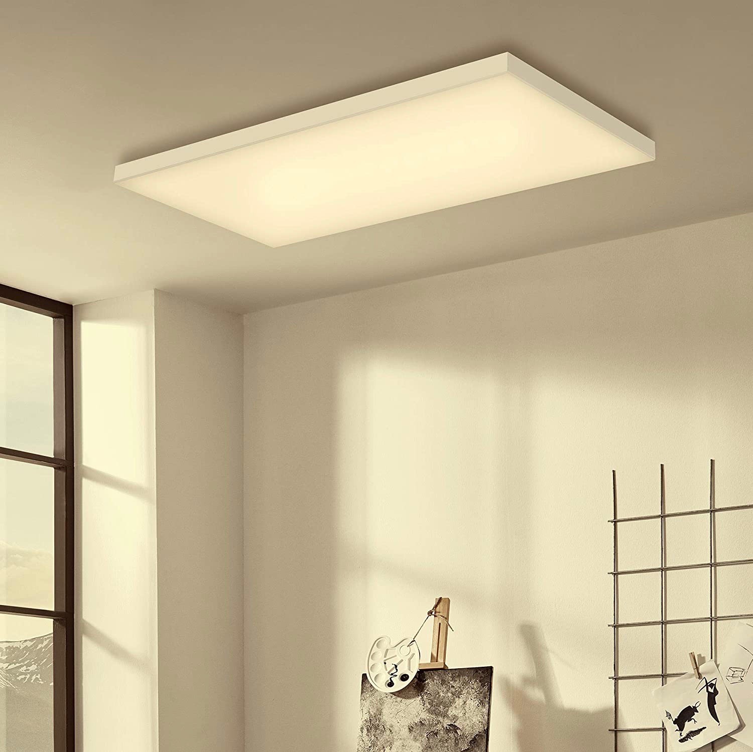 133,95 € Envio grátis | Luz de teto interna 60×30 cm. LED RGB multicoloridos Pmma e metais. Cor branco