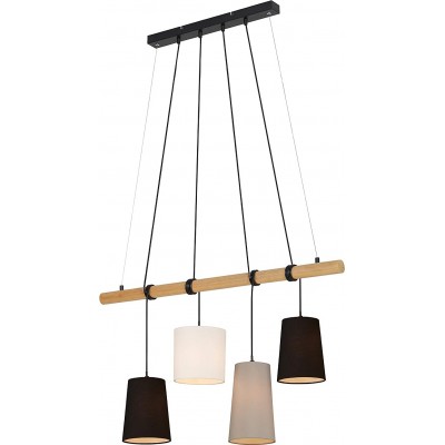 Lampada a sospensione 25W 170×90 cm. 4 faretti Legna