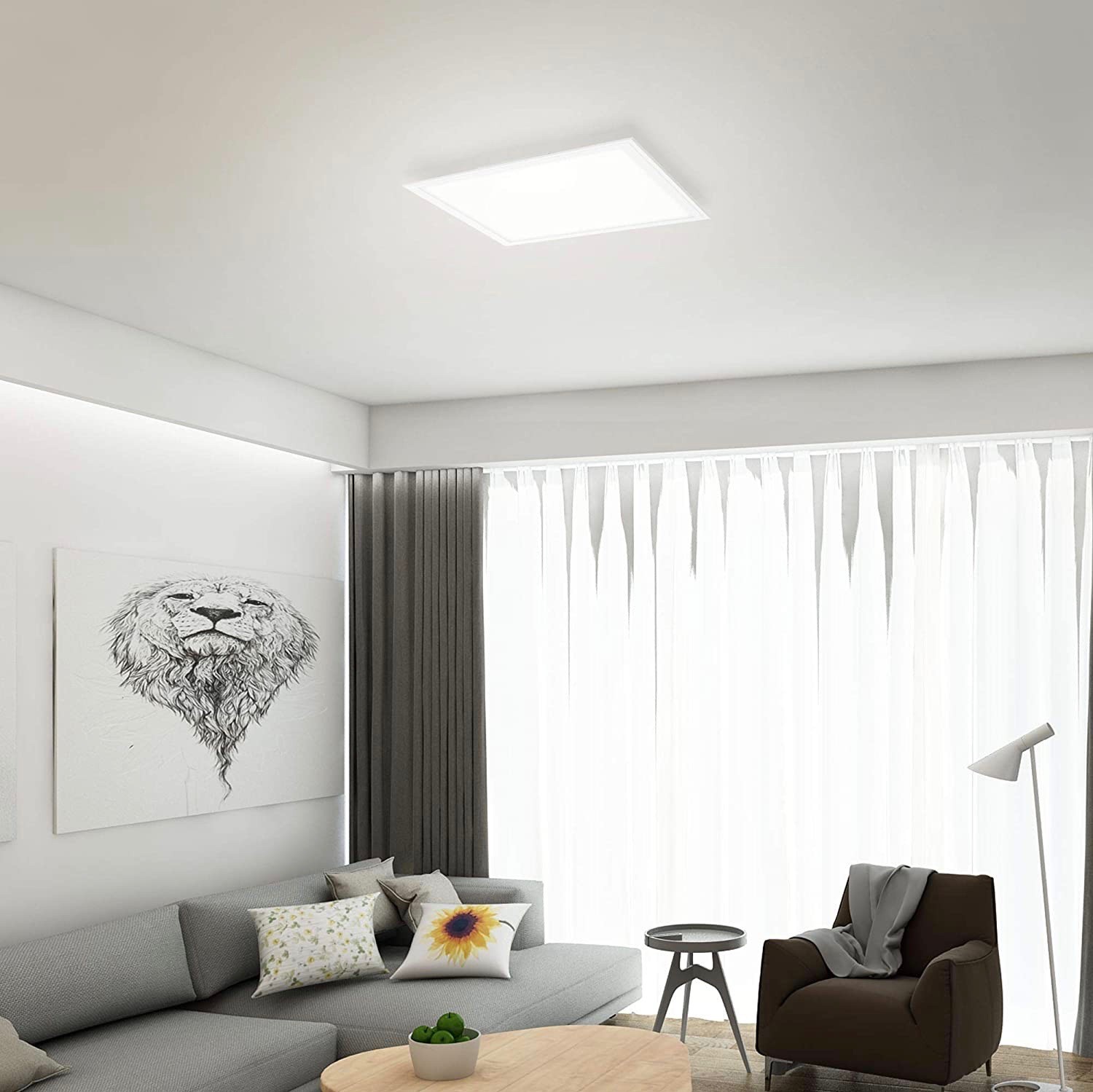 86,95 € Envio grátis | Painel de LED 45×45 cm. LED reguláveis. Controle remoto Pmma e metais. Cor branco