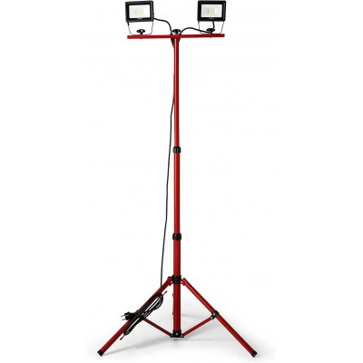 97,95 € Free Shipping | Flood and spotlight 40W Rectangular Shape 58×10 cm. Double adjustable LED spotlight. clamping tripod Terrace, garden and public space. Aluminum. Red Color