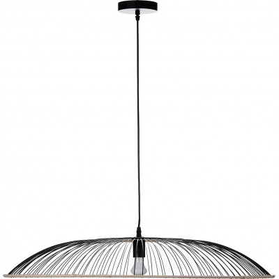 Lámpara colgante 60W Forma Redonda 60×60 cm. Salón, comedor y dormitorio. Estilo diseño. Metal y Ratán. Color negro