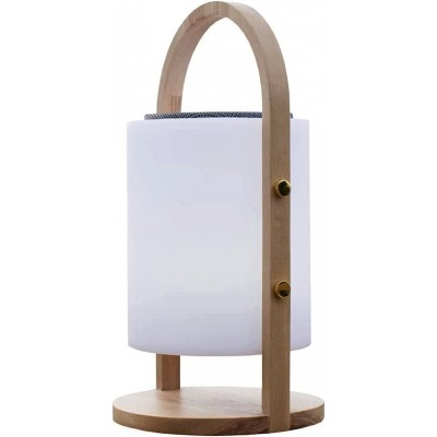 Lampe de table Façonner Cylindrique 39×18 cm. Sans fil. haut-parleur bluetooth Salle, chambre et hall. Style moderne. Bois. Couleur blanc