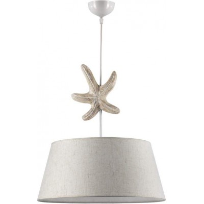 79,95 € Free Shipping | Hanging lamp Cylindrical Shape 49×47 cm. Starfish-shaped design Living room, bedroom and lobby. Modern Style. Wood and Textile. Gray Color