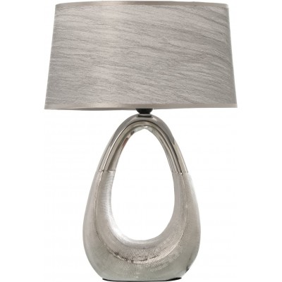 Lampada da tavolo Forma Cilindrica 55×30 cm. Soggiorno, sala da pranzo e atrio. Ceramica. Colore argento