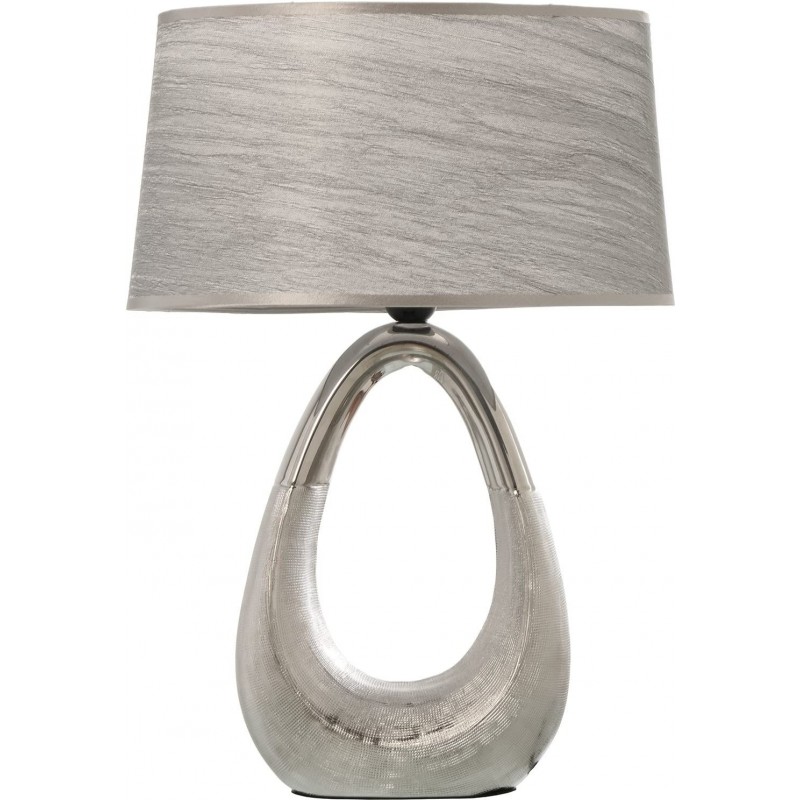 69,95 € Spedizione Gratuita | Lampada da tavolo Forma Cilindrica 55×30 cm. Soggiorno, sala da pranzo e atrio. Ceramica. Colore argento