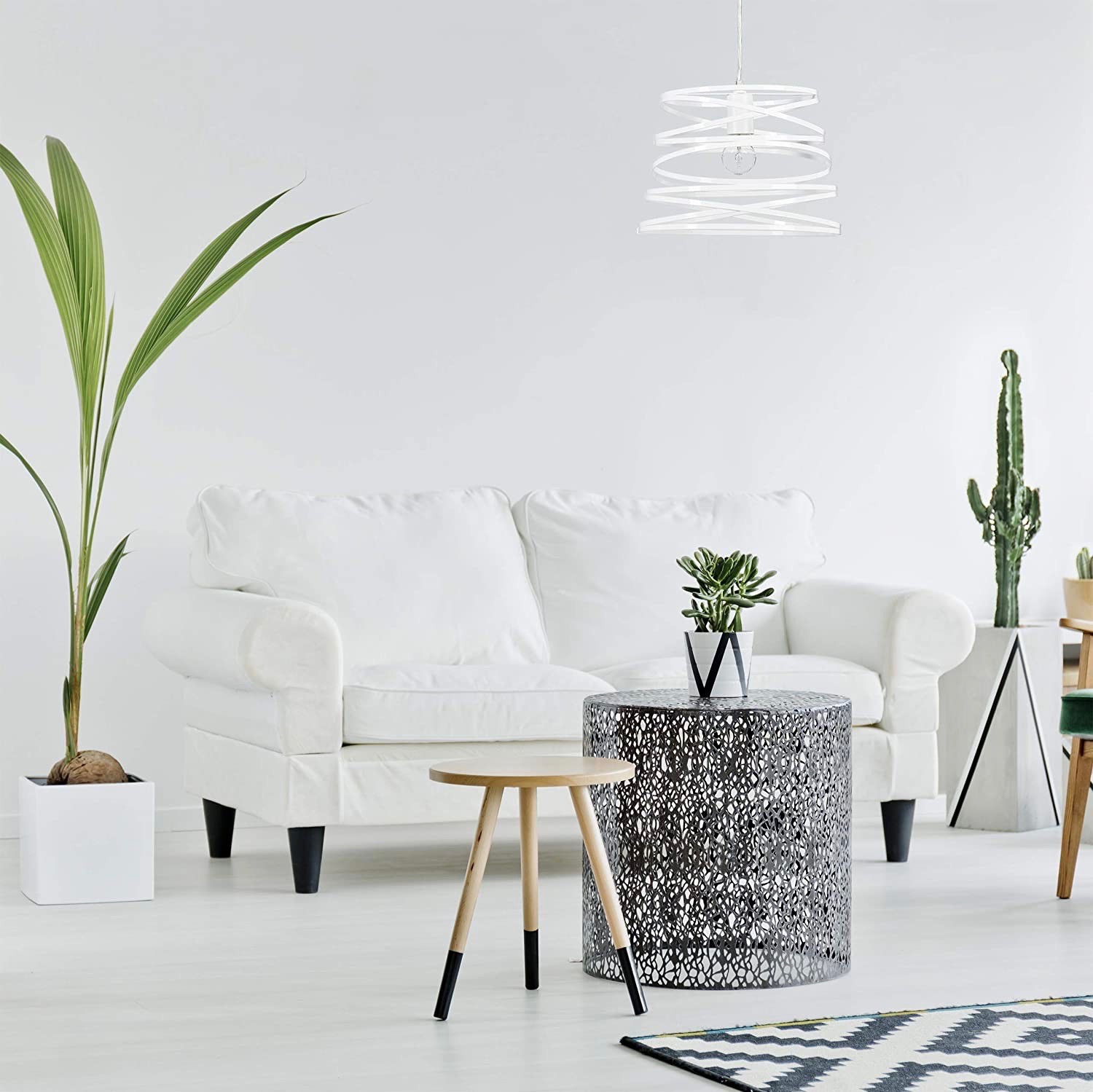 93,95 € Бесплатная доставка | Подвесной светильник 125×33 cm. Металл. Белый Цвет