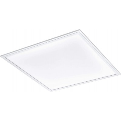99,95 € Free Shipping | Indoor ceiling light Eglo 40W 4000K Neutral light. Square Shape 60×60 cm. Living room, dining room and bedroom. Modern Style. Aluminum and PMMA. White Color