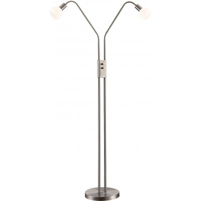 Lampada da pavimento 5W Forma Cilindrica 160×61 cm. Doppia messa a fuoco Soggiorno, sala da pranzo e atrio. Metallo. Colore grigio