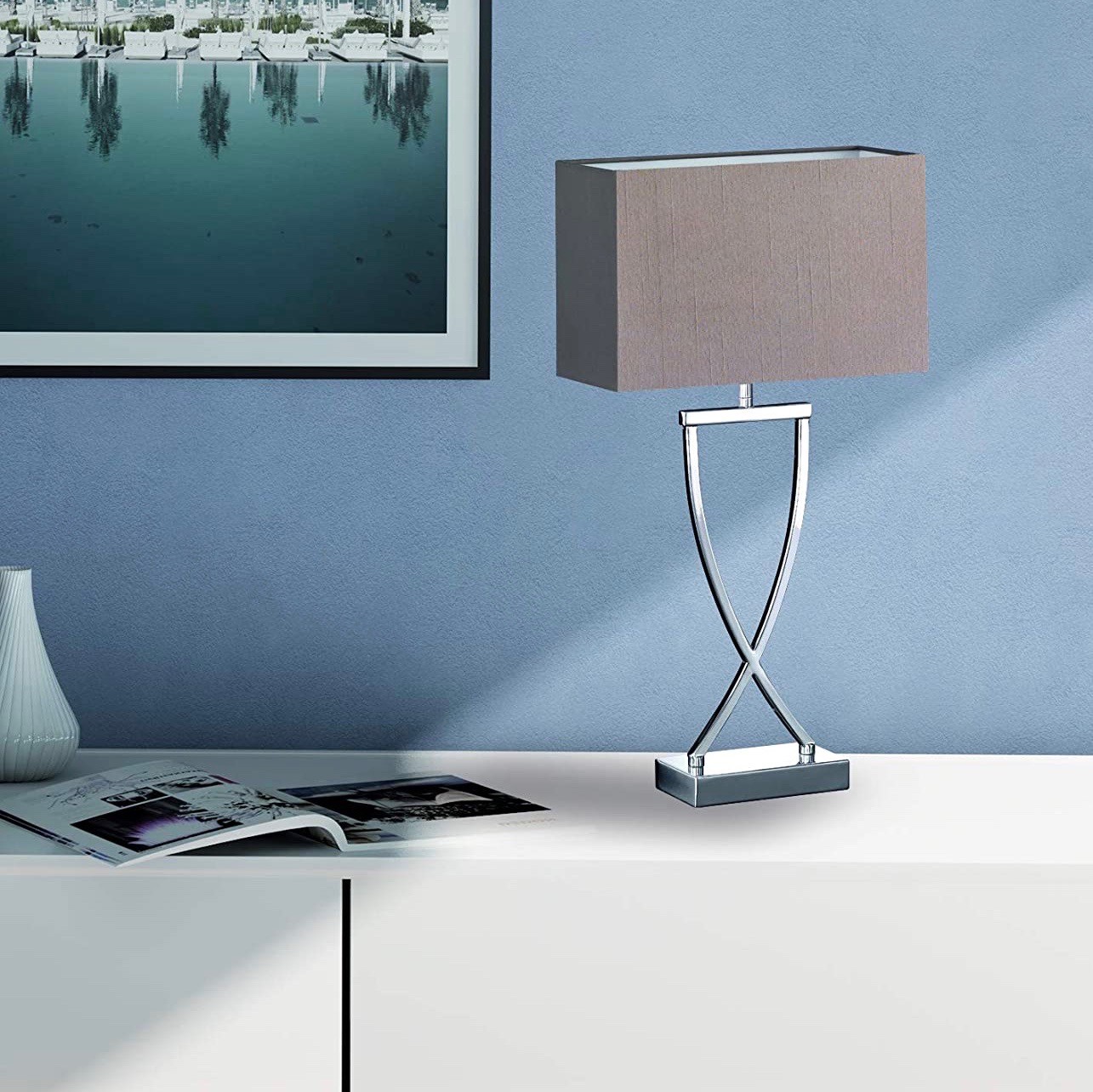 99,95 € Kostenloser Versand | Tischlampe 46W 51 cm. Metall. Beige Farbe