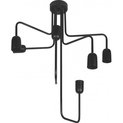 Lampe à suspension 61×53 cm. 5 points lumineux Salle, salle à manger et chambre. Style vintage. Verre. Couleur noir