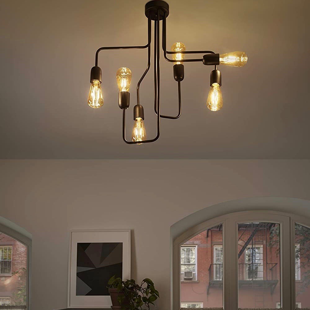 139,95 € Kostenloser Versand | Hängelampe 61×53 cm. 5 Lichtpunkte Glas. Schwarz Farbe