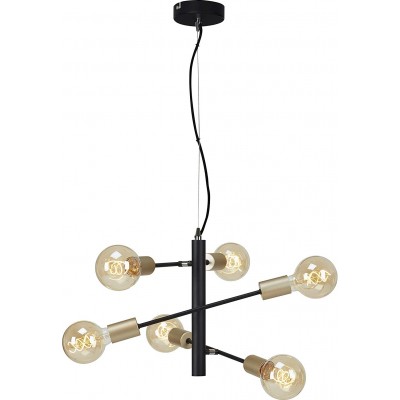 73,95 € Kostenloser Versand | Leuchter 60W 120×42 cm. 6 Lichtpunkte Metall. Schwarz Farbe