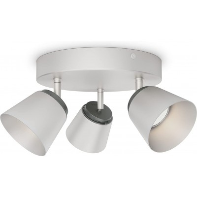 室内射灯 Philips 4W 锥 形状 22×22 cm. 三重可调 LED 聚光灯 客厅, 饭厅 和 大堂设施. 灰色的 颜色