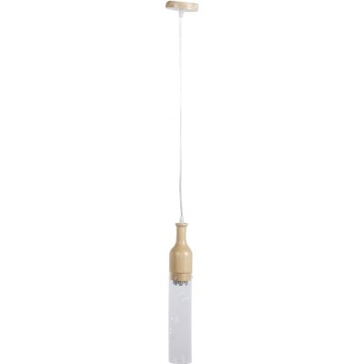 Lampe à suspension Façonner Cylindrique 8×8 cm. Salle, cuisine et salle à manger. Style moderne. Bois et Verre. Couleur marron