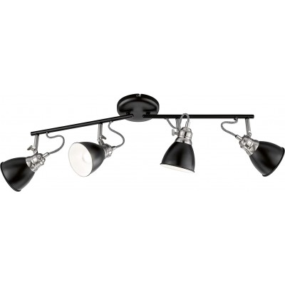 Refletor interno 10W 70×22 cm. 4 focos LED ajustáveis Metais. Cor preto