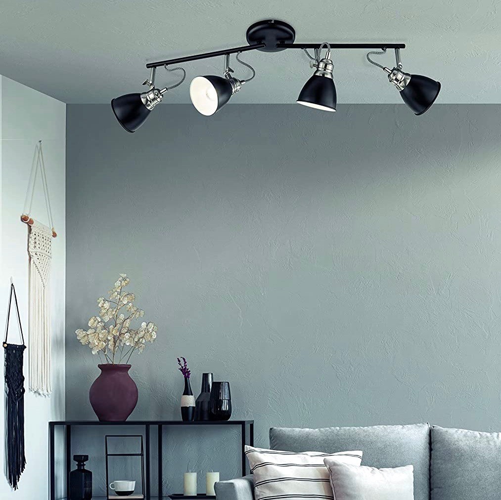 107,95 € Envoi gratuit | Projecteur d'intérieur 10W 70×22 cm. 4 spots LED orientables Métal. Couleur noir