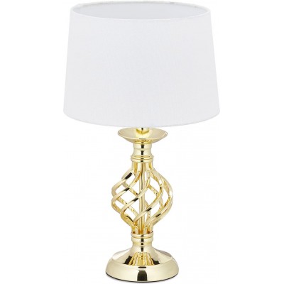 Lampada da tavolo Forma Cilindrica 44×25 cm. Tattile Soggiorno, camera da letto e atrio. Stile moderno. PMMA, Metallo e Tessile. Colore bianca