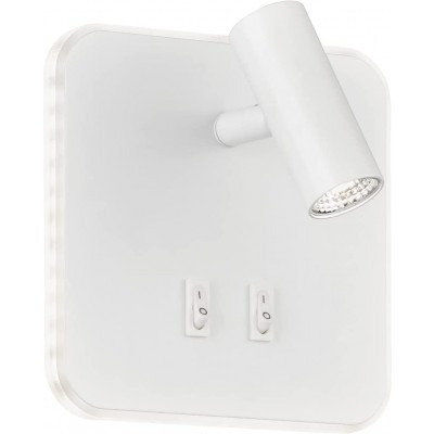 79,95 € Envio grátis | Refletor interno 15×15 cm. LED ajustável. Borda e interruptor iluminados Metais. Cor branco