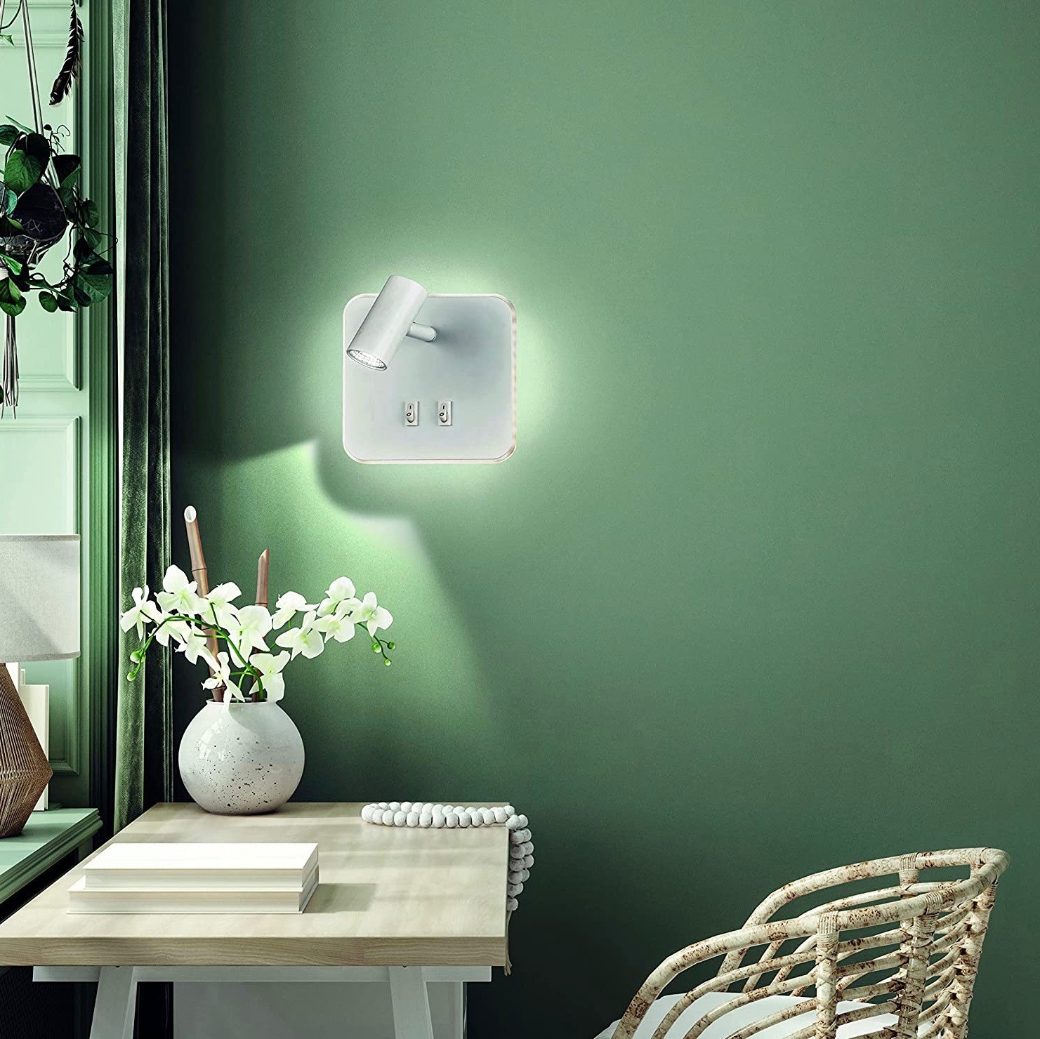 79,95 € Spedizione Gratuita | Faretto da interno 15×15 cm. LED regolabile. Bordo e interruttore illuminati Metallo. Colore bianca