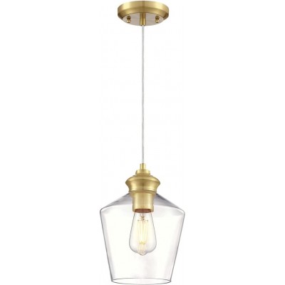 Lâmpada pendurada 60W 33×26 cm. Vidro e latão. Cor champanhe