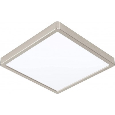 73,95 € Free Shipping | Indoor ceiling light Eglo Square Shape 29×29 cm. LED Smart Home Living room, dining room and bedroom. Aluminum. Nickel Color