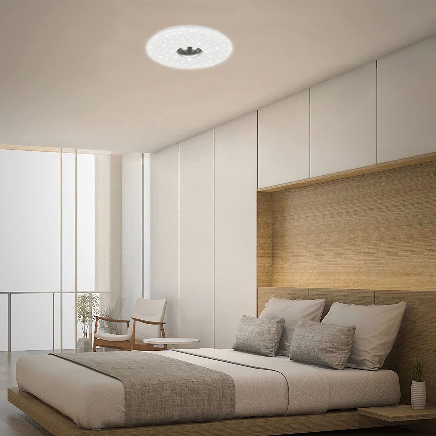 102,95 € Envoi gratuit | Plafonnier intérieur 18W Ø 38 cm. LED. effet rétro-éclairé Métal. Couleur blanc