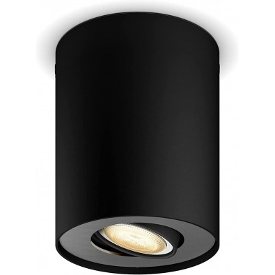 125,95 € 免费送货 | 室内射灯 Philips 5W 圆柱型 形状 12×10 cm. LED。 Alexa 和 Google Home 客厅, 饭厅 和 卧室. 金属. 黑色的 颜色