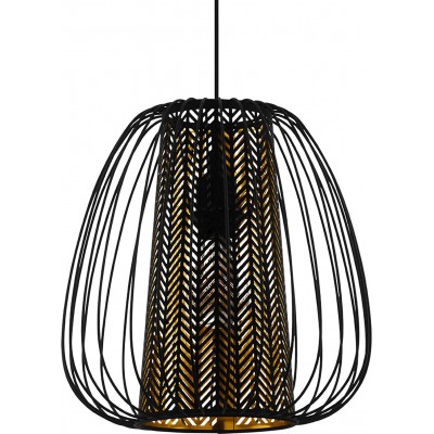 Lámpara colgante Eglo 40W Forma Cilíndrica 110×34 cm. Salón, comedor y dormitorio. Metal y Textil. Color negro