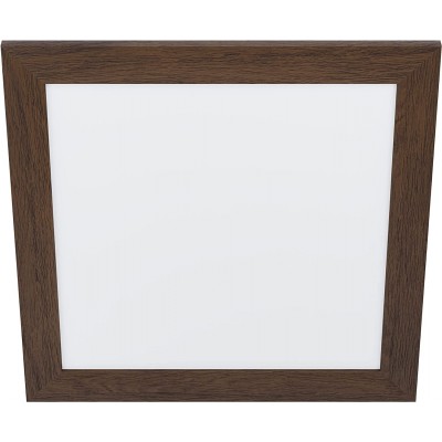 室内顶灯 Eglo 正方形 形状 50×50 cm. LED 厨房 和 大厅. 有机玻璃 和 木头. 棕色的 颜色