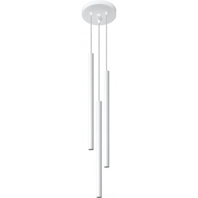 Lámpara colgante 40W Forma Cilíndrica 51×22 cm. Triple foco Salón, comedor y dormitorio. Estilo moderno. Acero. Color blanco