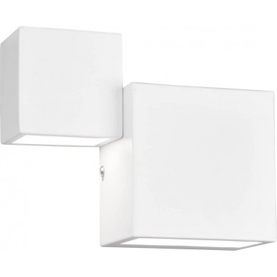 Luz de parede interna Trio Forma Cúbica 21×17 cm. 2 pontos de luz LED bidirecionais. regulador de intensidade Sala de estar, sala de jantar e quarto. Estilo moderno. Metais. Cor branco