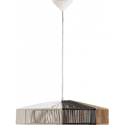 Lâmpada pendurada Forma Cilíndrica 50×50 cm. Sala de estar, sala de jantar e salão. Metais e Têxtil. Cor castanho