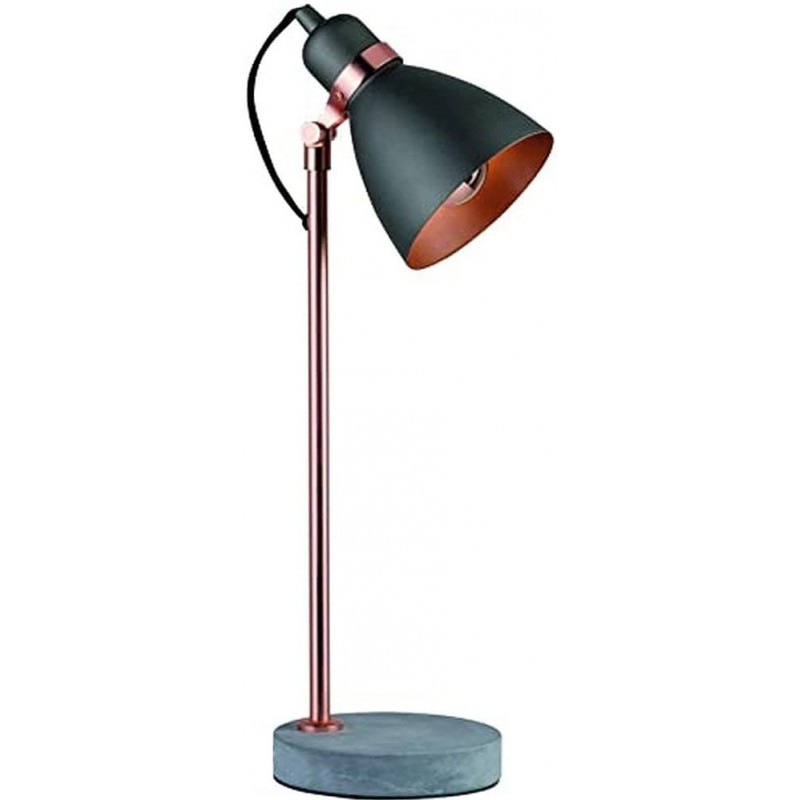 91,95 € Free Shipping | Desk lamp 40W Conical Shape 50×15 cm. Adjustable Dining room, bedroom and lobby. Metal casting and Concrete. Black Color