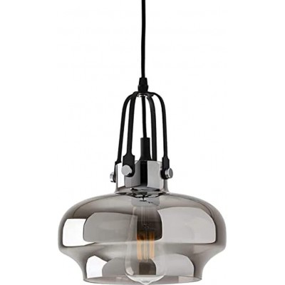Lampe à suspension 40W Façonner Ronde 30×25 cm. Salle à manger, chambre et hall. Style moderne. Cristal et Métal. Couleur gris