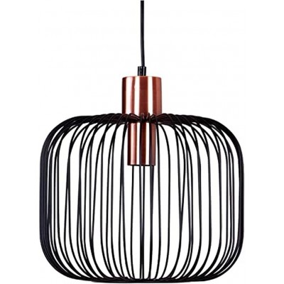 Hanging lamp 40W Cylindrical Shape 30×29 cm. Living room, dining room and bedroom. Metal casting. Black Color