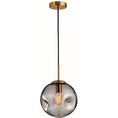 吊灯 球形 形状 28×20 cm. 客厅, 饭厅 和 卧室. 金属 和 玻璃. 灰色的 颜色