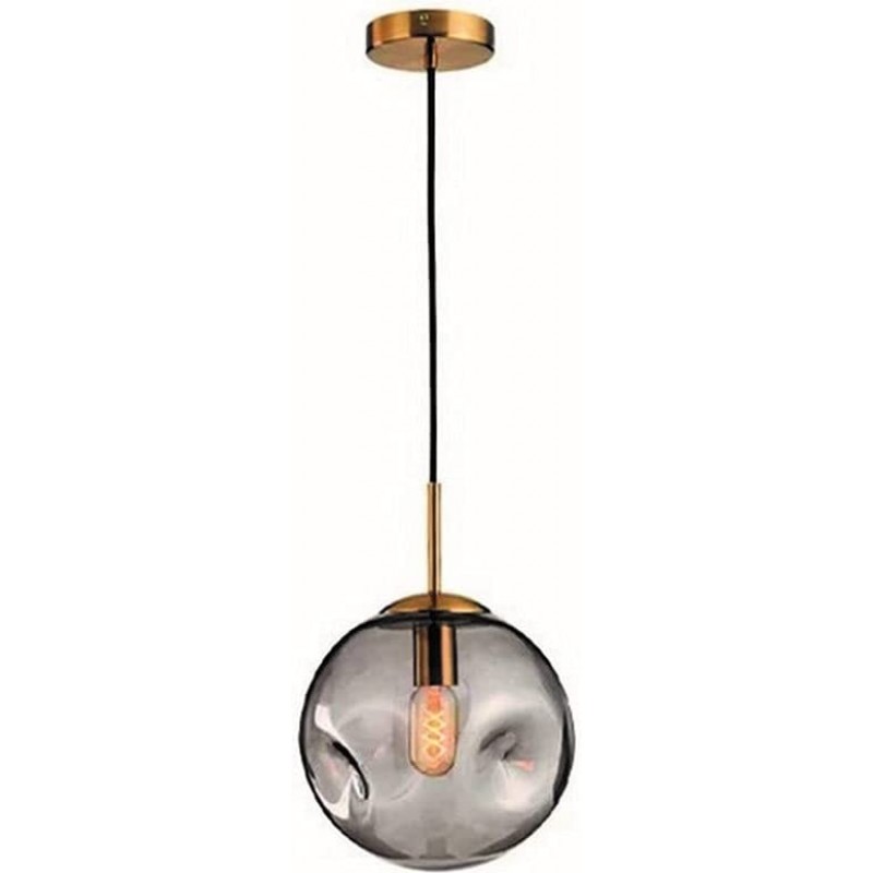 115,95 € 免费送货 | 吊灯 球形 形状 28×20 cm. 客厅, 饭厅 和 卧室. 金属 和 玻璃. 灰色的 颜色