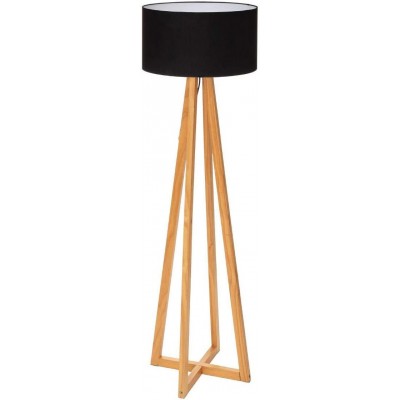 123,95 € Free Shipping | Floor lamp 25W Cylindrical Shape 140×25 cm. Placed on tripod Living room, bedroom and lobby. Modern Style. PMMA and Wood. Black Color