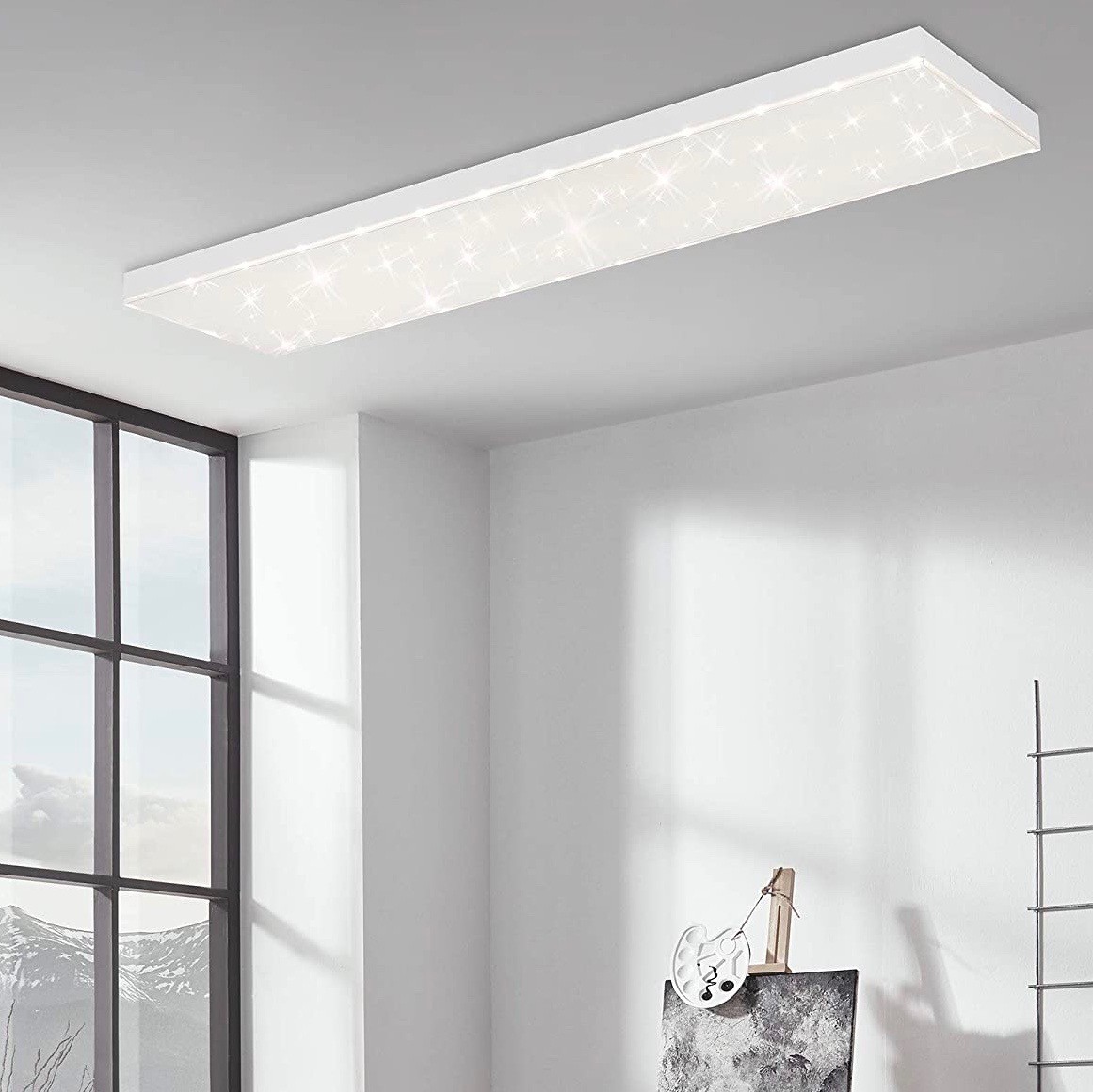 113,95 € Envoi gratuit | Panneau LED 100×25 cm. LED dimmables bordure lumineuse. écran à motifs d'étoiles Pmma et métal. Couleur blanc