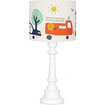 Lámpara infantil 60W Forma Cilíndrica 55×25 cm. Salón, comedor y vestíbulo. Madera. Color blanco