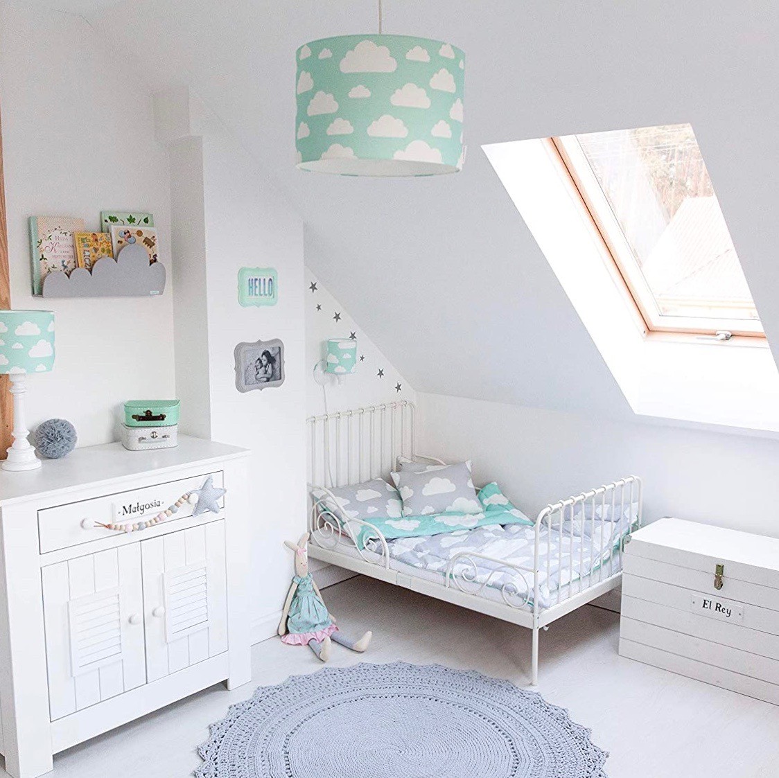 89,95 € Envoi gratuit | Lampe pour enfants 60W 35×35 cm. Tulipe Bois, textile et polycarbonate. Couleur vert