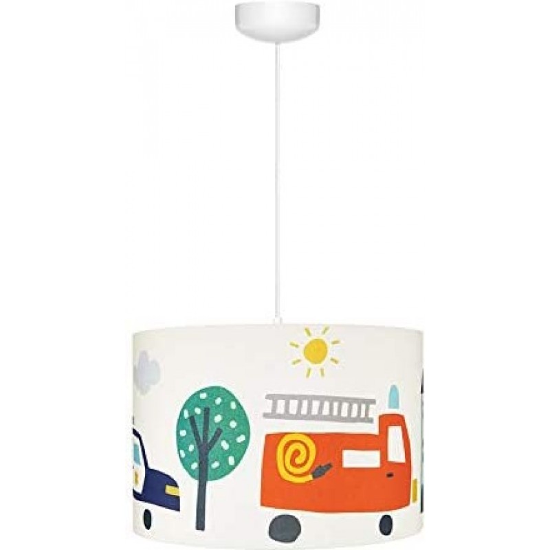 89,95 € Free Shipping | Kids lamp 60W Cylindrical Shape 35×35 cm. Living room, dining room and bedroom. Wood and Textile. White Color
