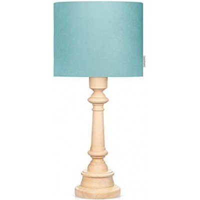 Lámpara de sobremesa 40W Forma Cilíndrica 55×25 cm. Comedor, dormitorio y vestíbulo. Madera, Textil y Policarbonato. Color verde