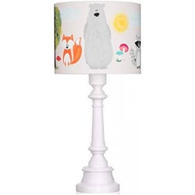 Kids lamp 60W Cylindrical Shape 55×25 cm. Living room, dining room and lobby. Wood, Textile and Polycarbonate. White Color