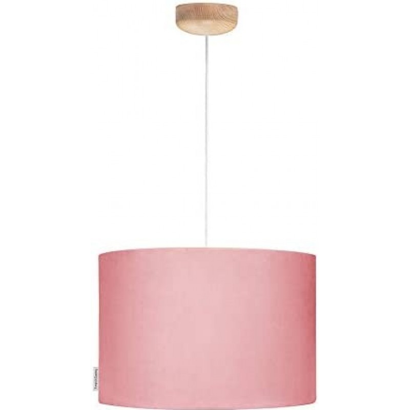 103,95 € Free Shipping | Hanging lamp 60W Cylindrical Shape 35×35 cm. Living room, dining room and bedroom. Wood and Textile. Rose Color