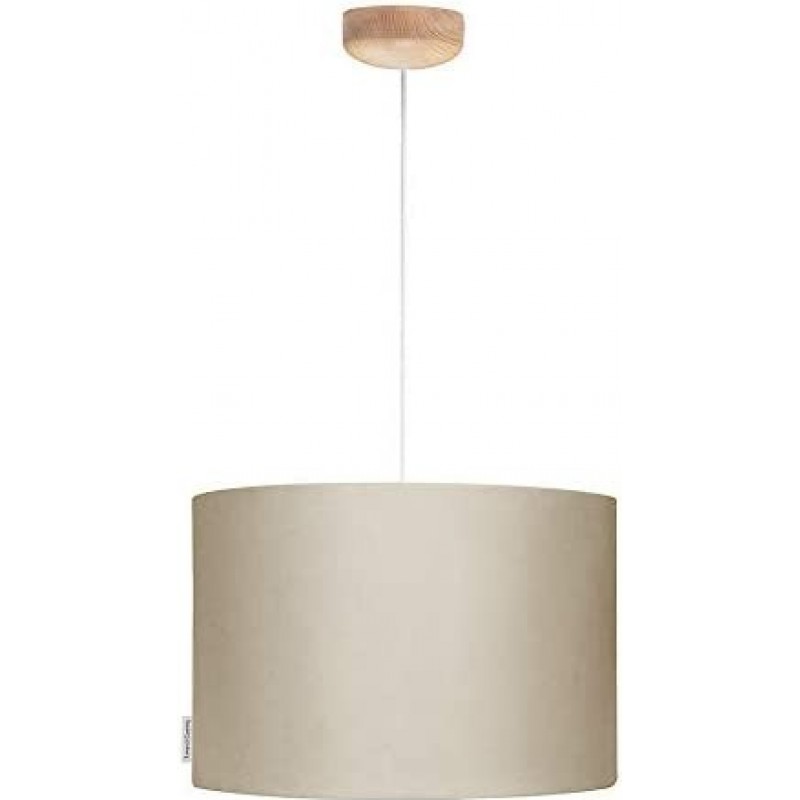 103,95 € Free Shipping | Hanging lamp 60W Cylindrical Shape 35×35 cm. Living room, bedroom and lobby. Wood, Textile and Polycarbonate. Brown Color