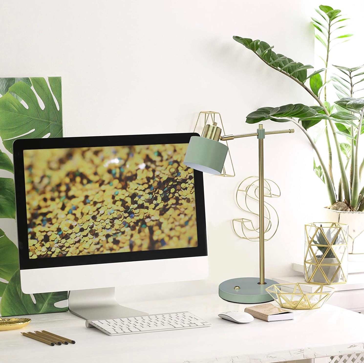 93,95 € Free Shipping | Desk lamp 40W 55×37 cm. Dimmable Metal casting. Green Color